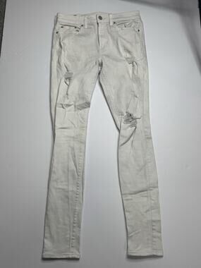 PacSun Mens 30x32 Stacked Skinny Jeans White Distressed Ripped Stretch Denim Y2k
